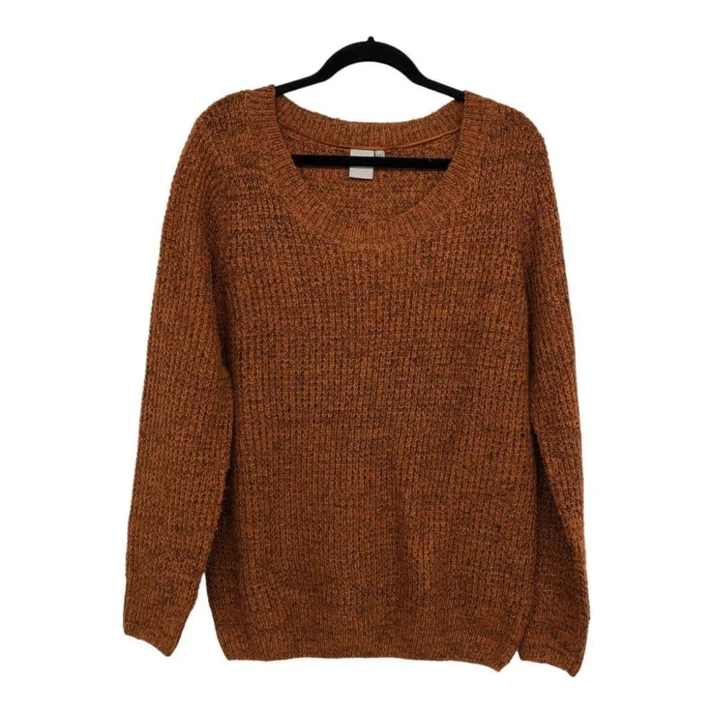 ICHI Ihodansa Rust / Ginger / Orange Long Sleeve Thick Waffle Knit Sweater LG - Picture 15 of 16